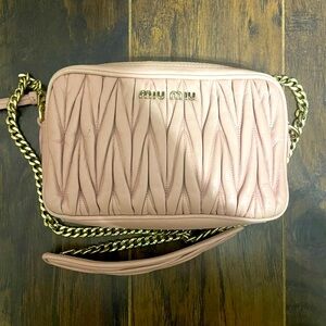 Miu Miu Matelasse Nappa Leather Pink Shoulder Bag